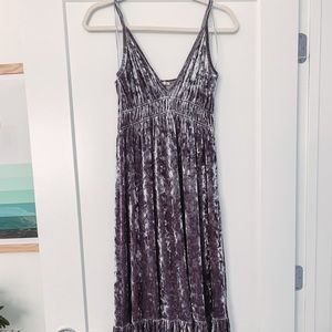 COPY - Silver Zara crushed velvet maxi dress. Like new. So flattering and comfo…
